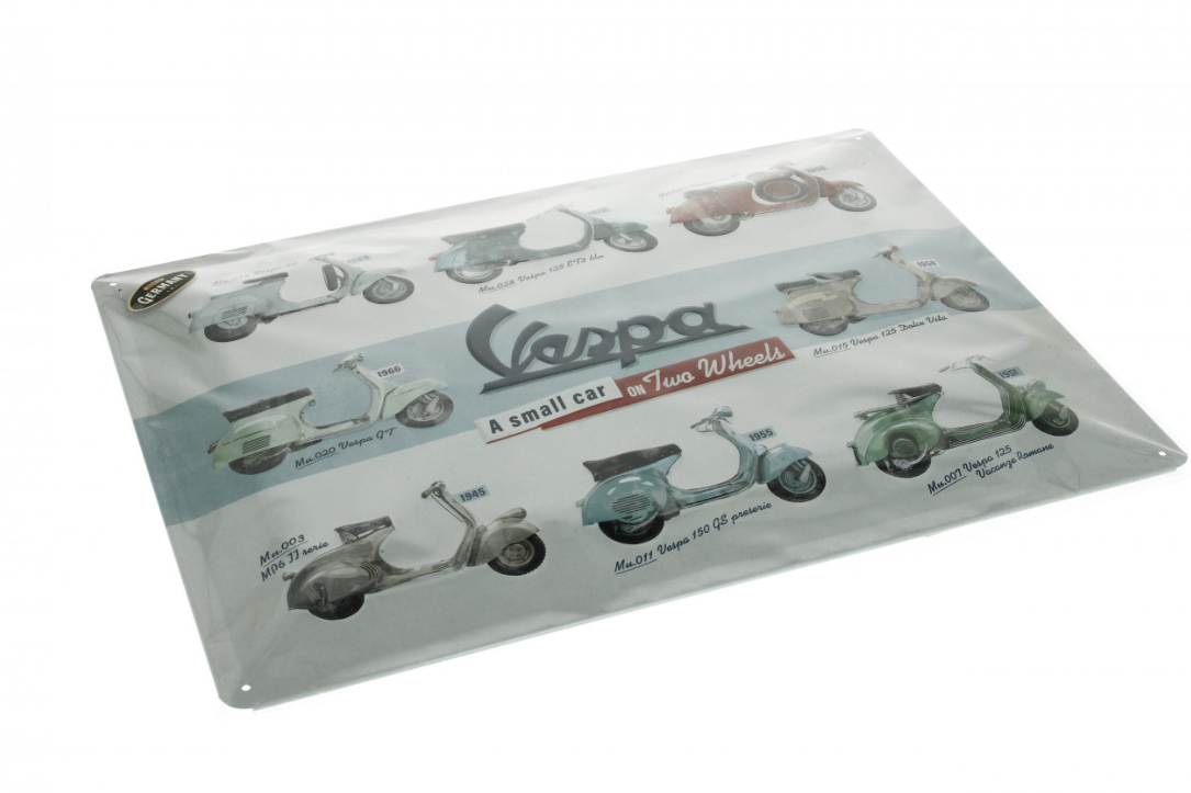Vespa metal sign Vespa model chart